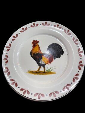 4 Vintage Todays Home Rooster-Ceramic Dinner Plates NOS Rustic Country Farmhouse